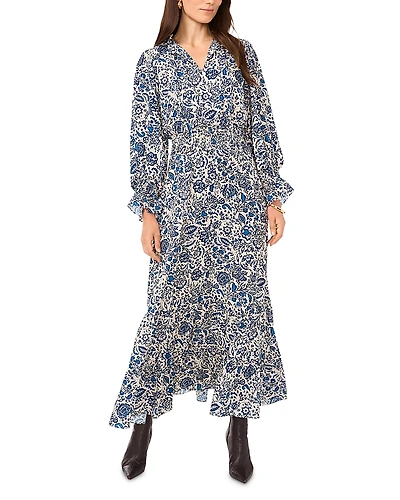 Vince Camuto Floral Smocked Ruffle Cuff Maxi Dress