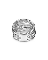 Crossover Five Row Ring Sterling Silver with Diamonds, 17.5mm