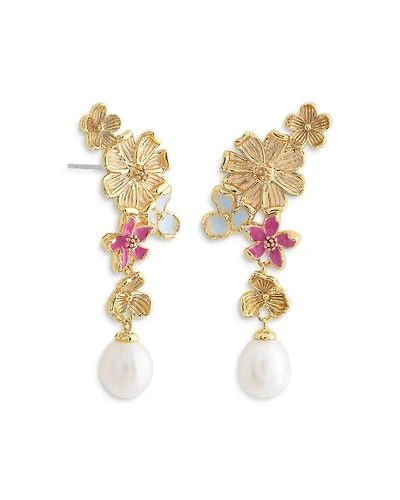 Wildflower Cultured Pearl Drop Earrings