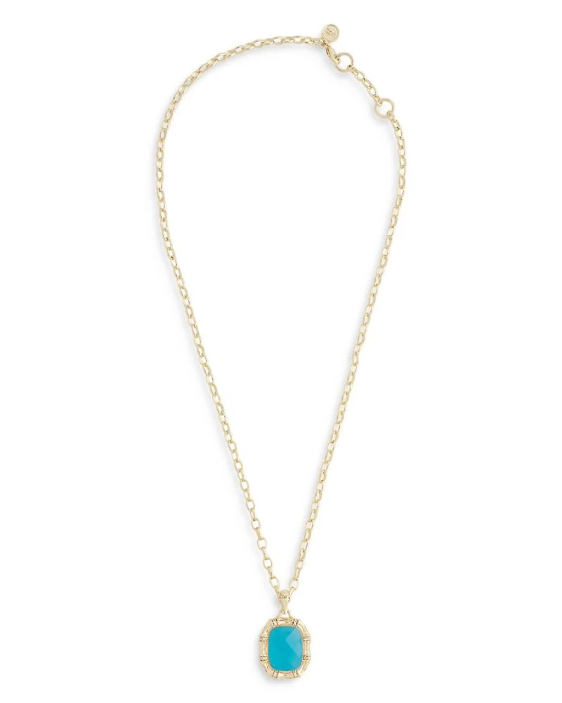 Bamboo Turquoise Colored Stone Necklace, 18"- 20"