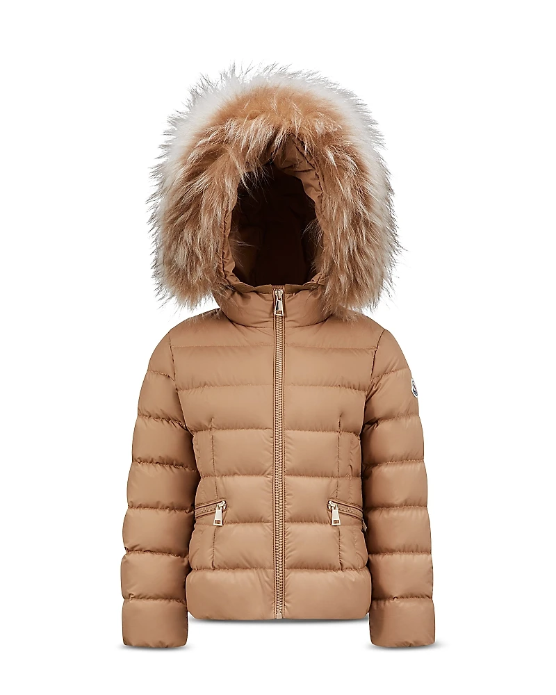 Moncler Girls' Boedette Faux Fur Trim Jacket - Big Kid