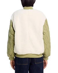 Quilted Faux Fur Bomber Jacket