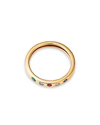 14K Yellow Gold Italy Emerald Sapphire & Ruby Ring - Exclusive