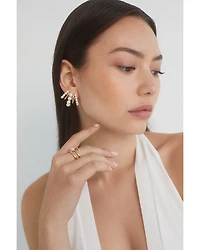 Imitation Pearl Multirow J Hoop Earrings