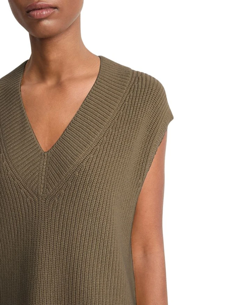 Ribbed V Neck Wool and Cashmere Vest