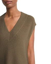 Ribbed V Neck Wool and Cashmere Vest