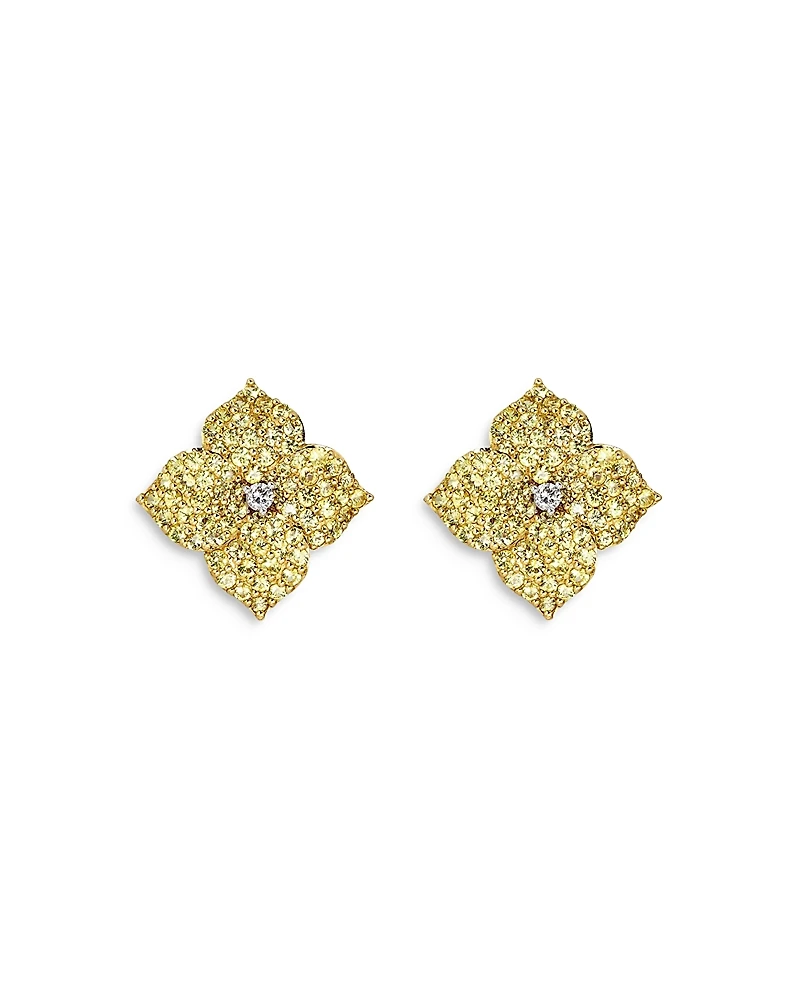 Piranesi 18K Yellow Gold Small Fiore Earrings with Yellow Sapphires and Diamonds