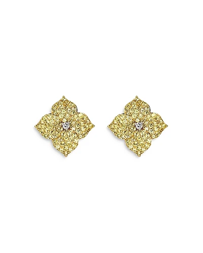 Piranesi 18K Yellow Gold Small Fiore Earrings with Yellow Sapphires and Diamonds