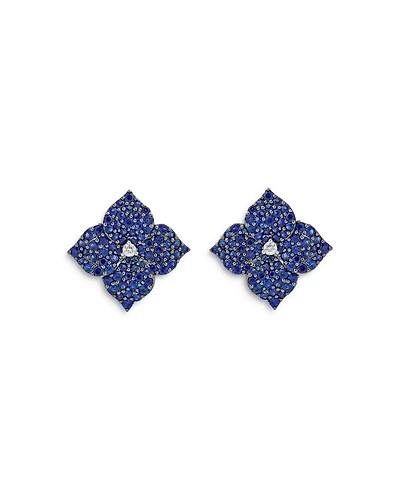 18K White Gold Fiore Earrings with Blue Sapphires and Diamonds