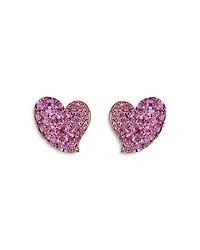 18K Rose Gold Wave Heart Pink Sapphire Pavé Stud Earrings