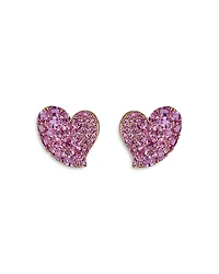 Piranesi 18K Rose Gold Wave Heart Pink Sapphire Pave Stud Earrings
