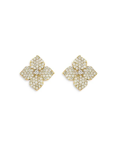 18K Yellow Gold Fiore Diamond Pavé Flower Small Stud Earrings