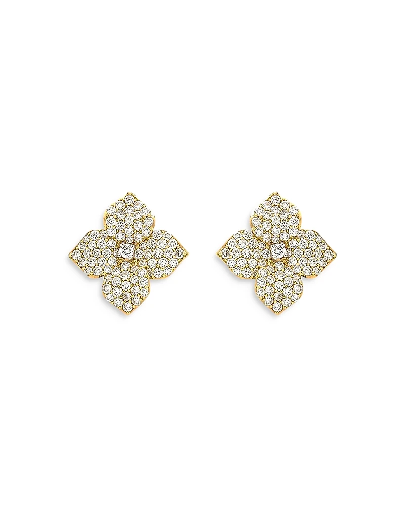 Piranesi 18K Yellow Gold Fiore Diamond Pave Flower Small Stud Earrings