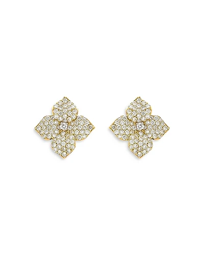 Piranesi 18K Yellow Gold Fiore Diamond Pave Flower Small Stud Earrings
