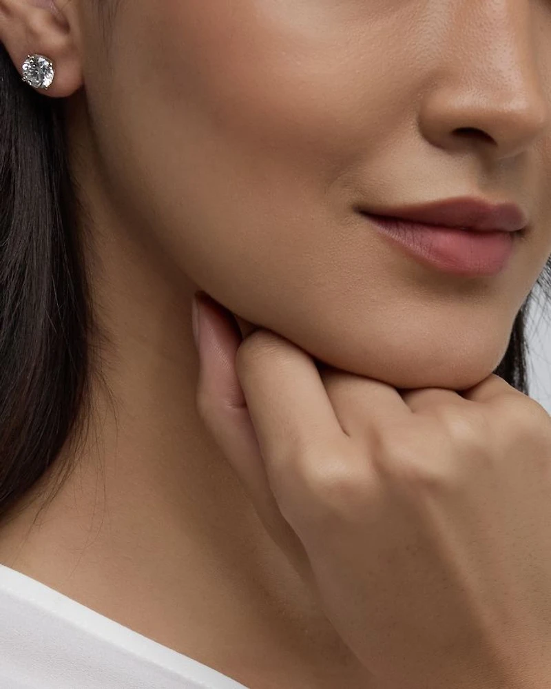 Certified Lab Grown Diamond Stud Earrings 18K White Gold