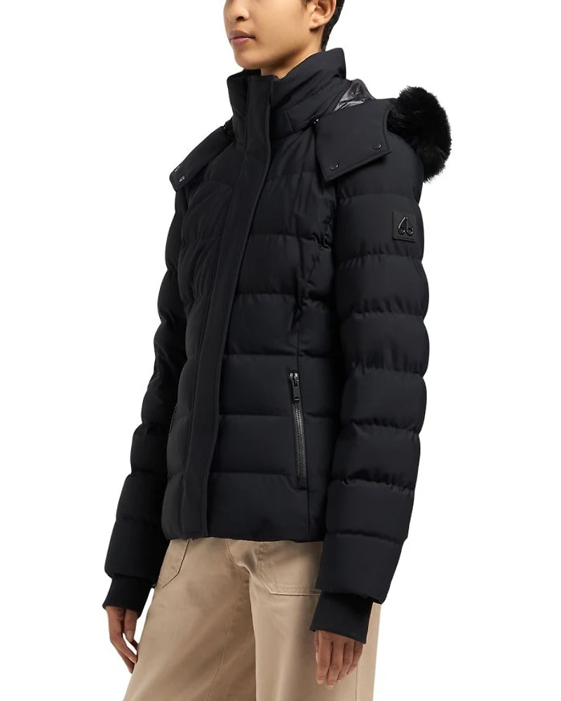 Betta Shearling Trim Down Puffer Jacket