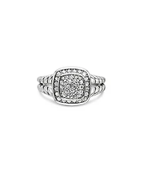 David Yurman Sterling Silver Petite Albion Diamond Pave Ring