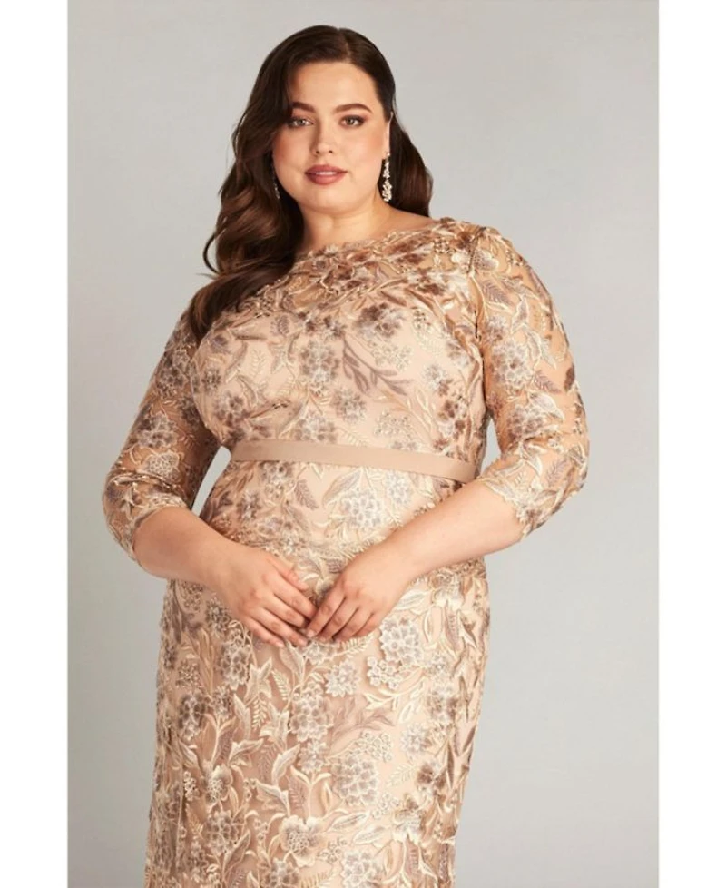 Plus Marcel Embroidered Illusion Gown