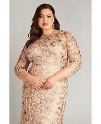Plus Marcel Embroidered Illusion Gown