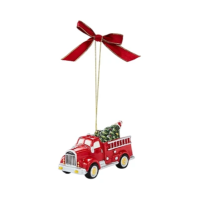 Spode Christmas Tree Fire Truck with Tree Ornament