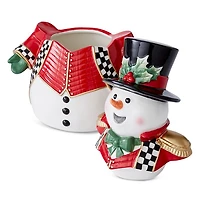 Christmas Tree Black & White Snowman Cookie Jar