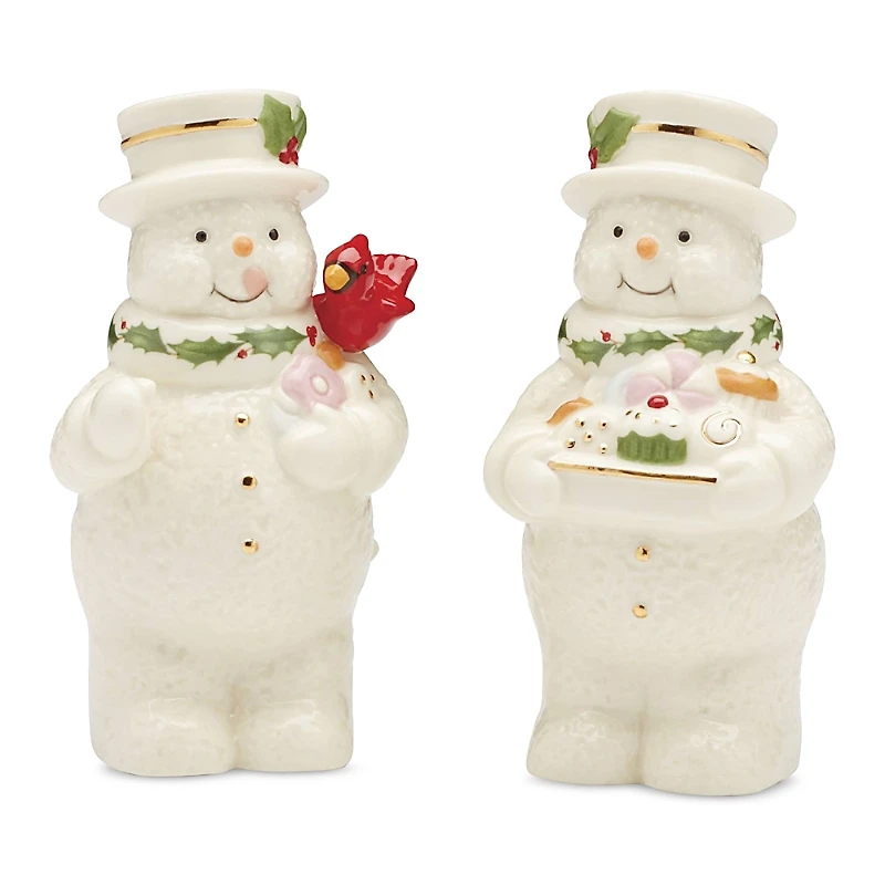 Lenox Happy Holly Days Snowmen Salt & Pepper Set