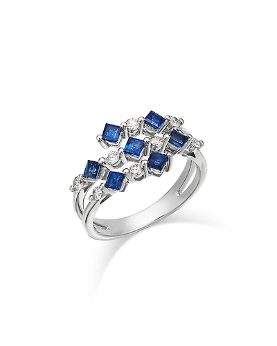 Bloomingdale's Blue Sapphire & Diamond Square & Round Openwork Ring