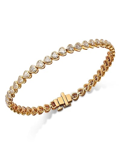 Moon & Meadow 14K Yellow Gold Lab Grown Diamond Heart Tennis Bracelet