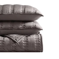 Velvet Linear Stitch 3 Piece Quilt Set