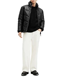 Raya Leather Quilted Full Zip Puffer Jacket