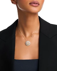 Diamond Pavé Flower Pendant Necklace in 14K Yellow Gold, 1.50 tcw
