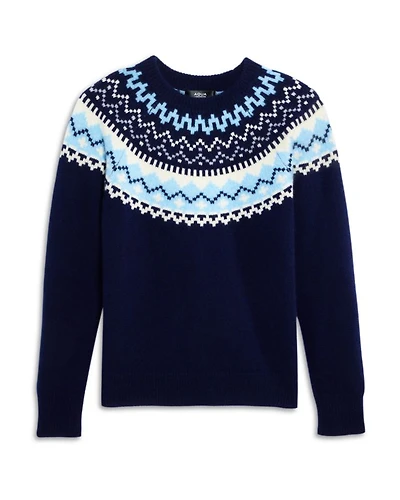 Girls' Fair Isle Cashmere Crewneck Sweater, Big Kid - Exclusive