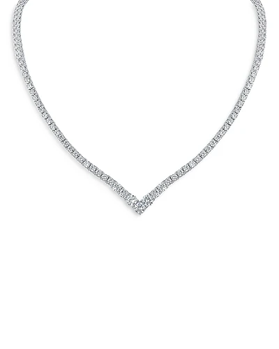 Kenneth Jay Lane Cubic Zirconia V Tennis Statement Necklace