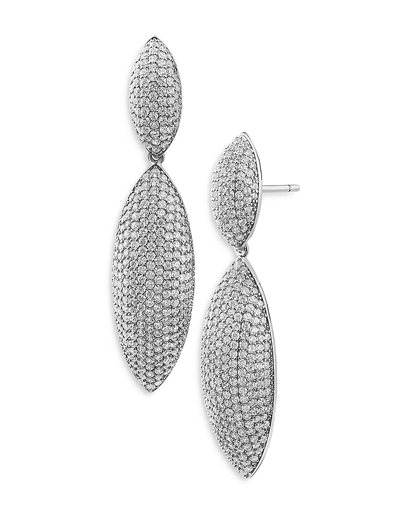 Kenneth Jay Lane Pave Cubic Zirconia Double Marquise Drop Earrings