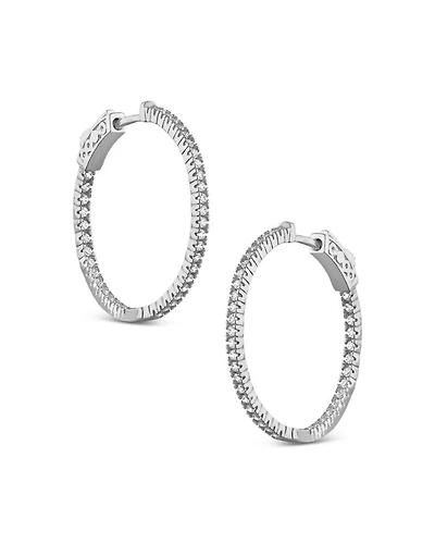 Pavé Hoop Earrings in Rhodium Plated