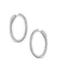 Pavé Hoop Earrings in Rhodium Plated