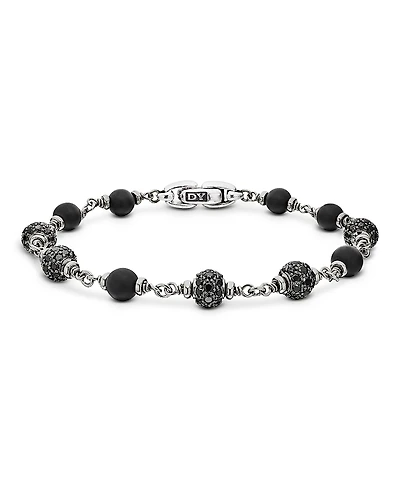David Yurman Men's Spiritual Beads Onyx & Black Diamond Pave Rosary Style Bracelet