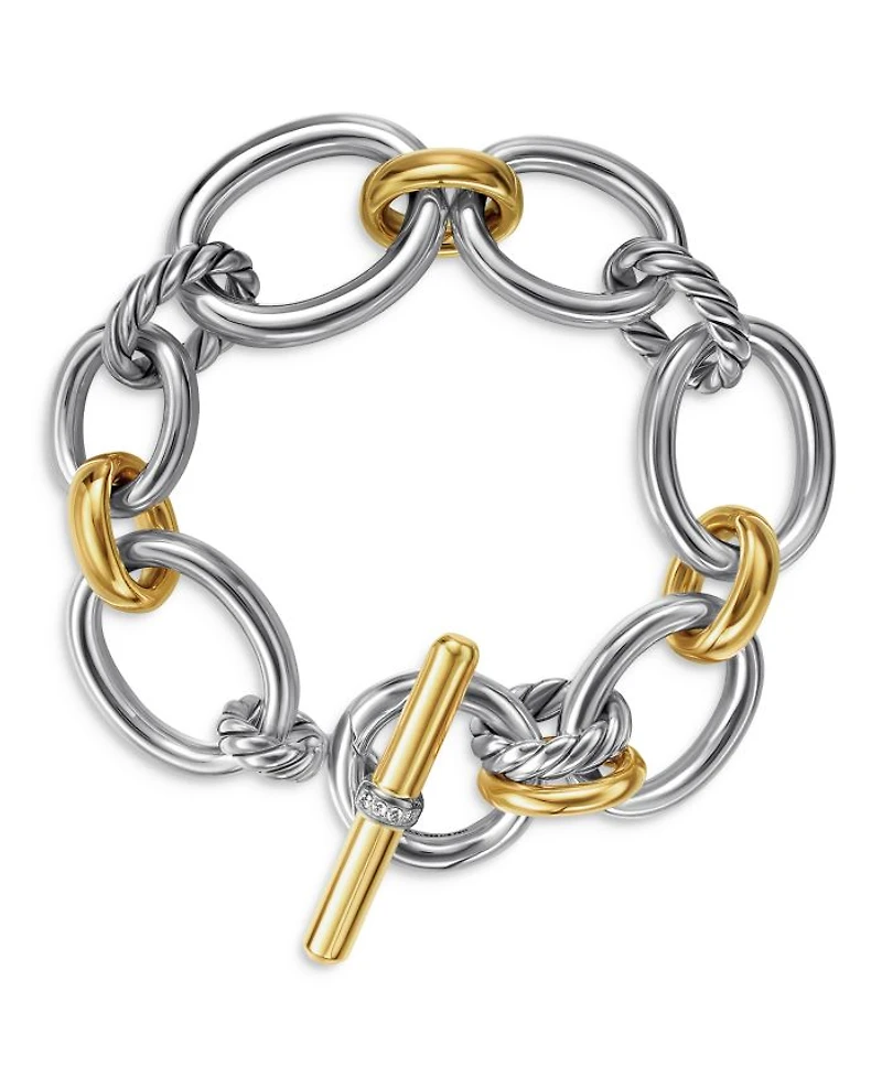 18K Yellow Gold & Sterling Silver DY Mercer Diamond Link Bracelet
