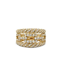 18K Yellow Gold Stax Three-Row Ring with Diamonds