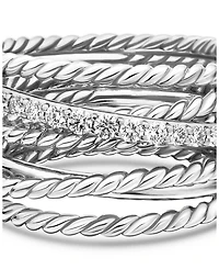 Crossover Wide Ring with Diamonds