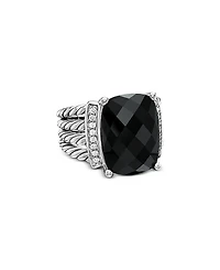 David Yurman Wheaton Ring with Black Onyx and Diamonds