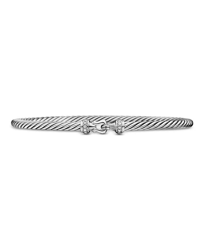 Cable Buckle Bracelet with Diamonds, 3mm