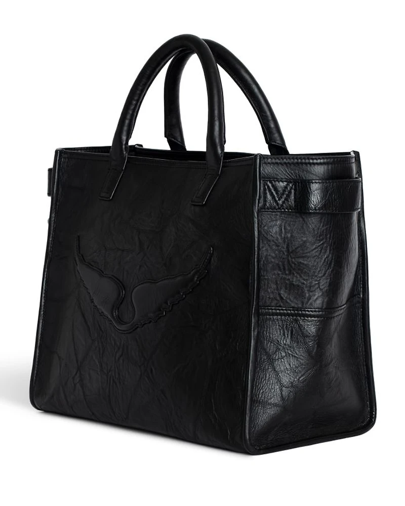 Angel Wings Crinkle Leather Tote Bag