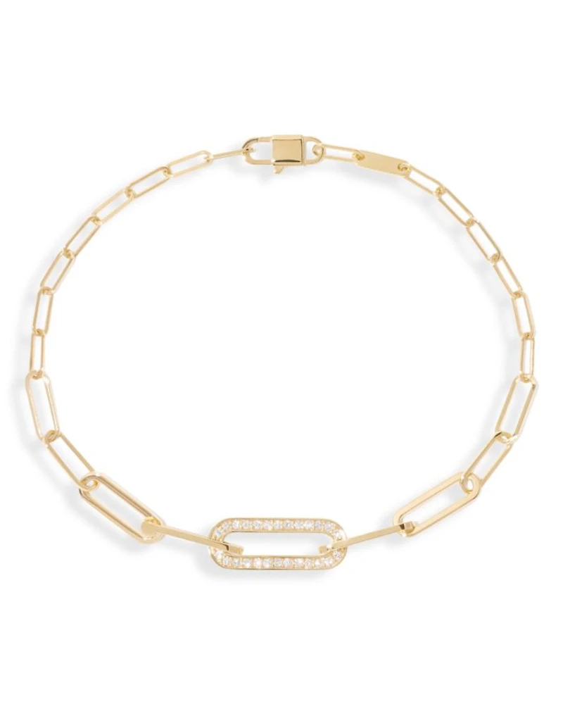 18K Gold Maillon Diamond Pavé Small Link Bracelet