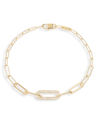 18K Yellow Gold Maillon Diamond Pavé Small Link Bracelet