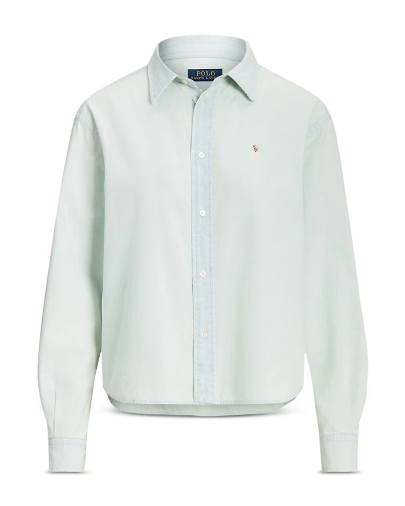 Button Front Linen Chambray Shirt