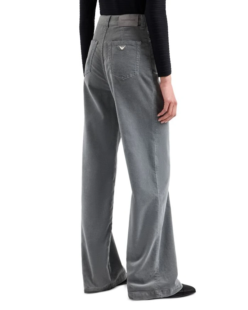 Velvet Wide Leg Jeans Grey