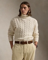 Polo Ralph Lauren Cable Knit Wool Cashmere Turtleneck Sweater