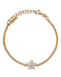 14K Yellow Gold Five Petal Lab Grown Diamond Flower Bracelet