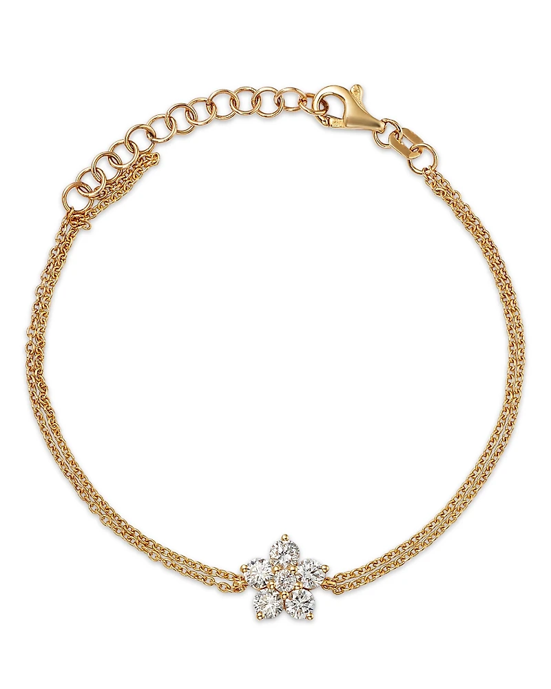 Lumeniri 14K Yellow Gold Five Petal Lab Grown Diamond Flower Bracelet
